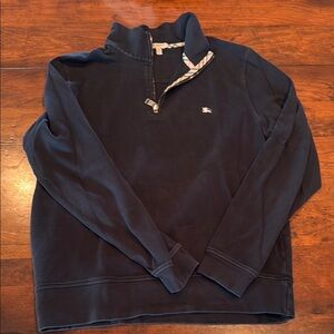 Burberry Blue Zip Up Sweater with Textured Fabric